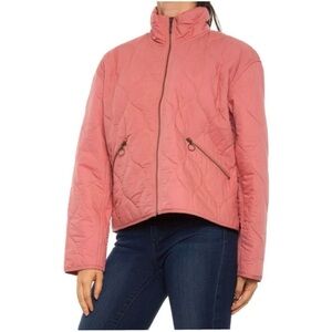 Like New Lucky Brand Carry On Full Zip Quilted Jacket Salmon Pink size large
